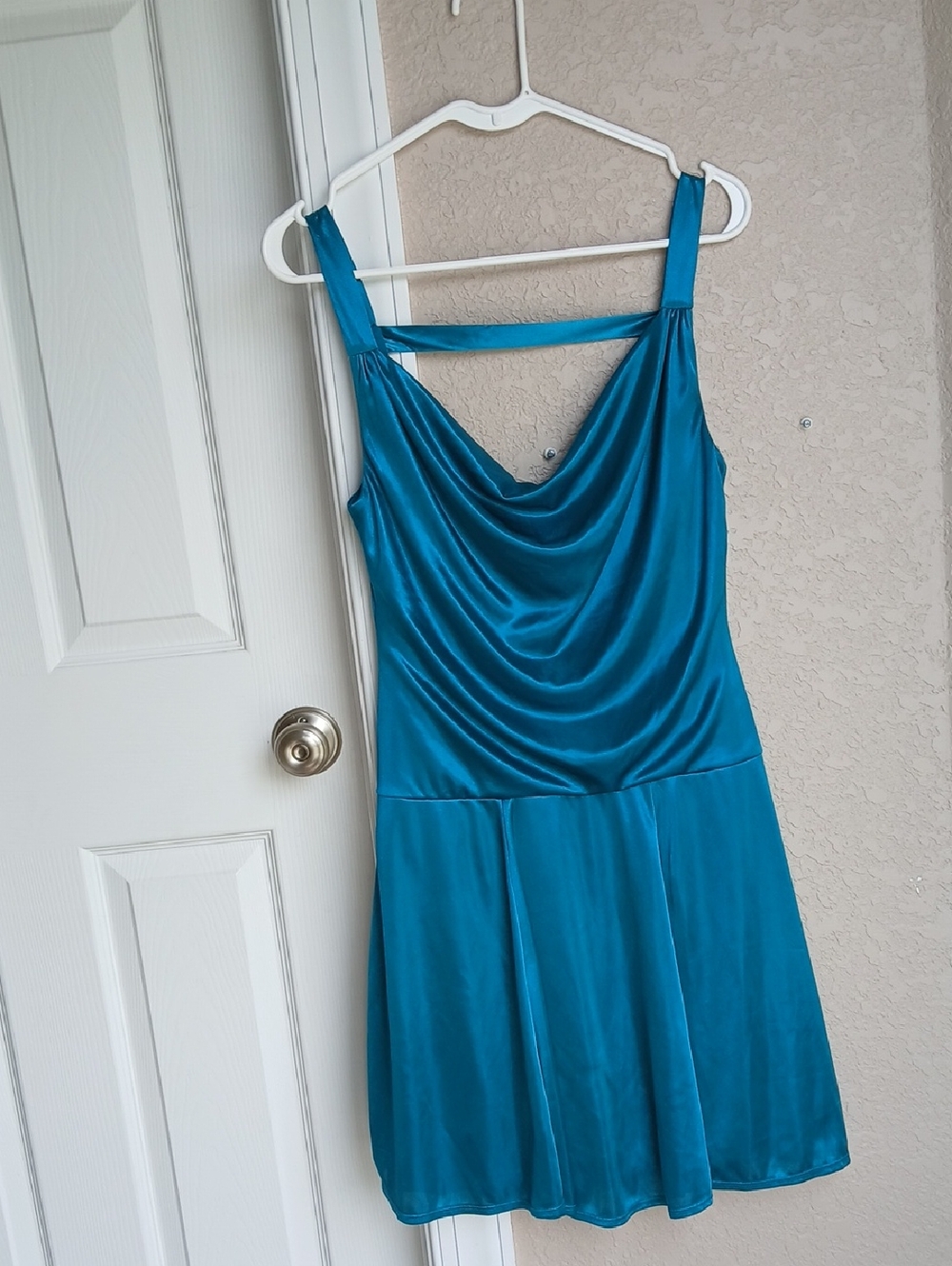 Teal Sleeveless Cowl Neck Dress